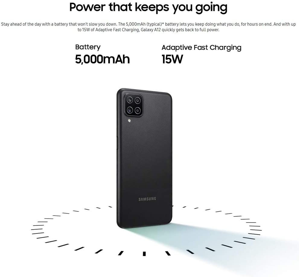 Samsung Galaxy A12 (64GB, 4GB) 6.5 inch HD+, Quad Camera, 5000mAh Battery, Dual SIM GSM Unlock Global 4G Volt (T-Mobile, AT&T, Metro) International Model A125M/DS (64GB SD Set, Black)