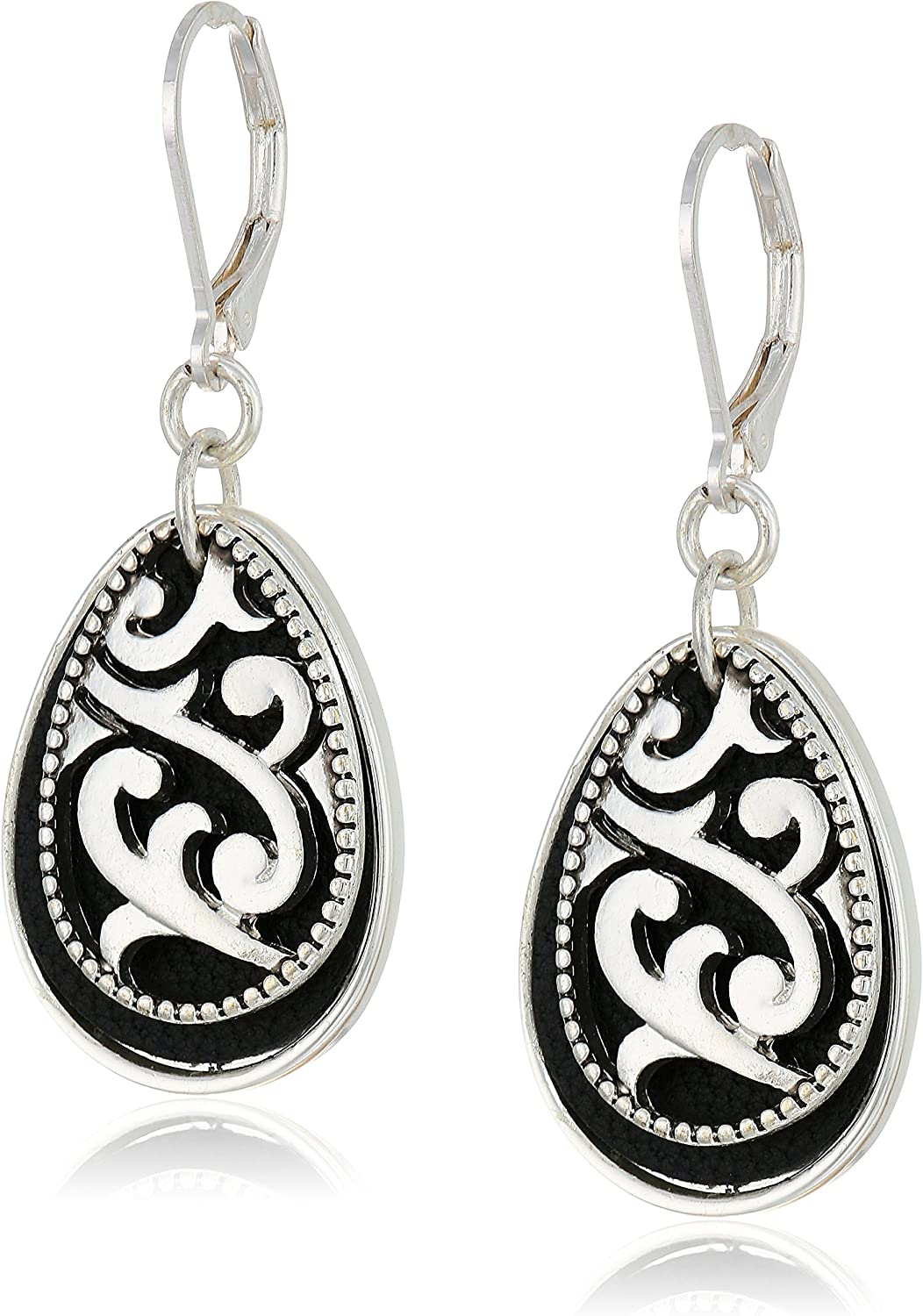 Napier Women's Jet Leather Teardrop Earrings